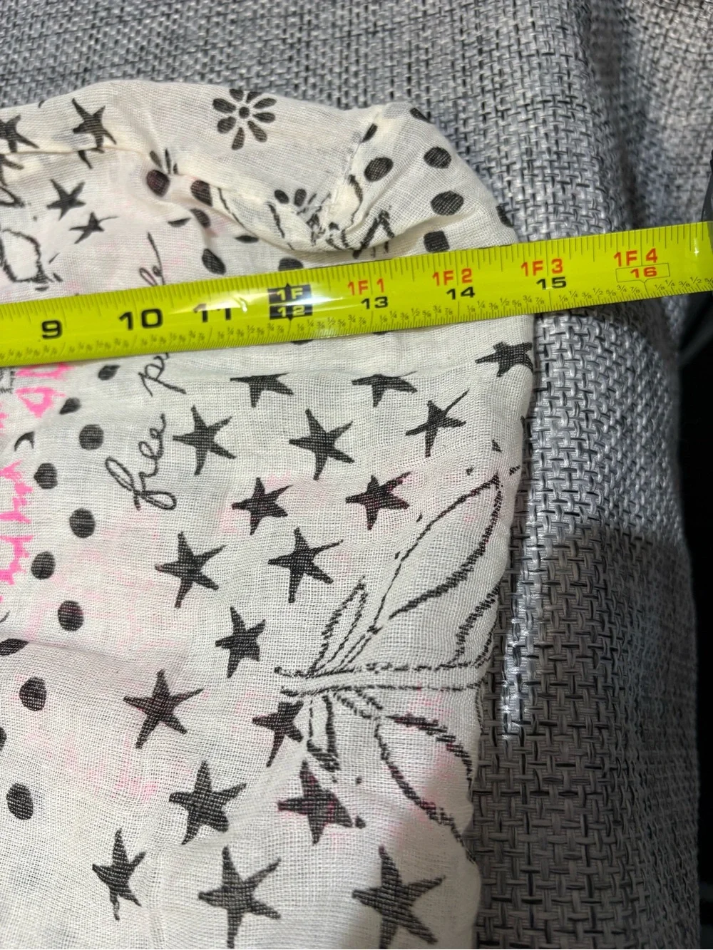 Free People Floral Polka-Dot Star Print Gauzy Linen Shopping Tote Bag purse